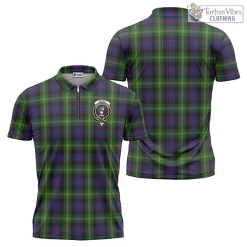 Watson Tartan Zipper Polo Shirt with Family Crest