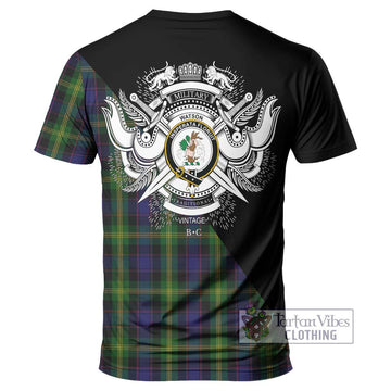 Watson Tartan T-Shirt with Family Crest and Military Logo Style