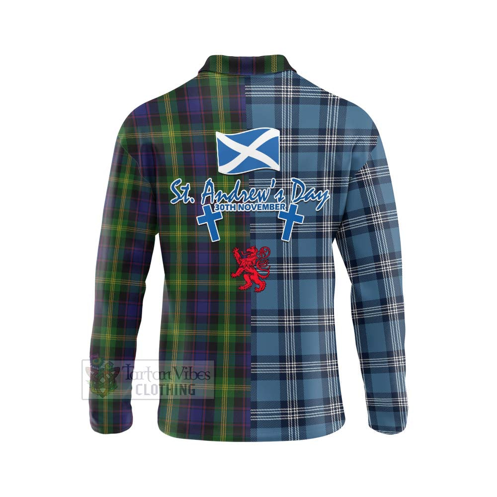 Tartan Vibes Clothing Watson Tartan Long Sleeve Polo Shirt Happy St. Andrew's Day Half Tartan Style