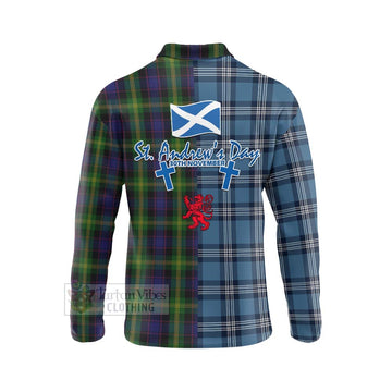 Watson Tartan Long Sleeve Polo Shirt Happy St. Andrew's Day Half Tartan Style