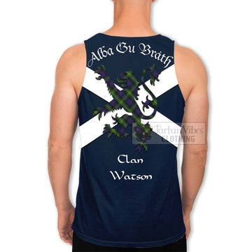 Watson Tartan Lion Rampant Men's Tank Top  Proudly Display Your Heritage with Alba Gu Brath and Clan Name