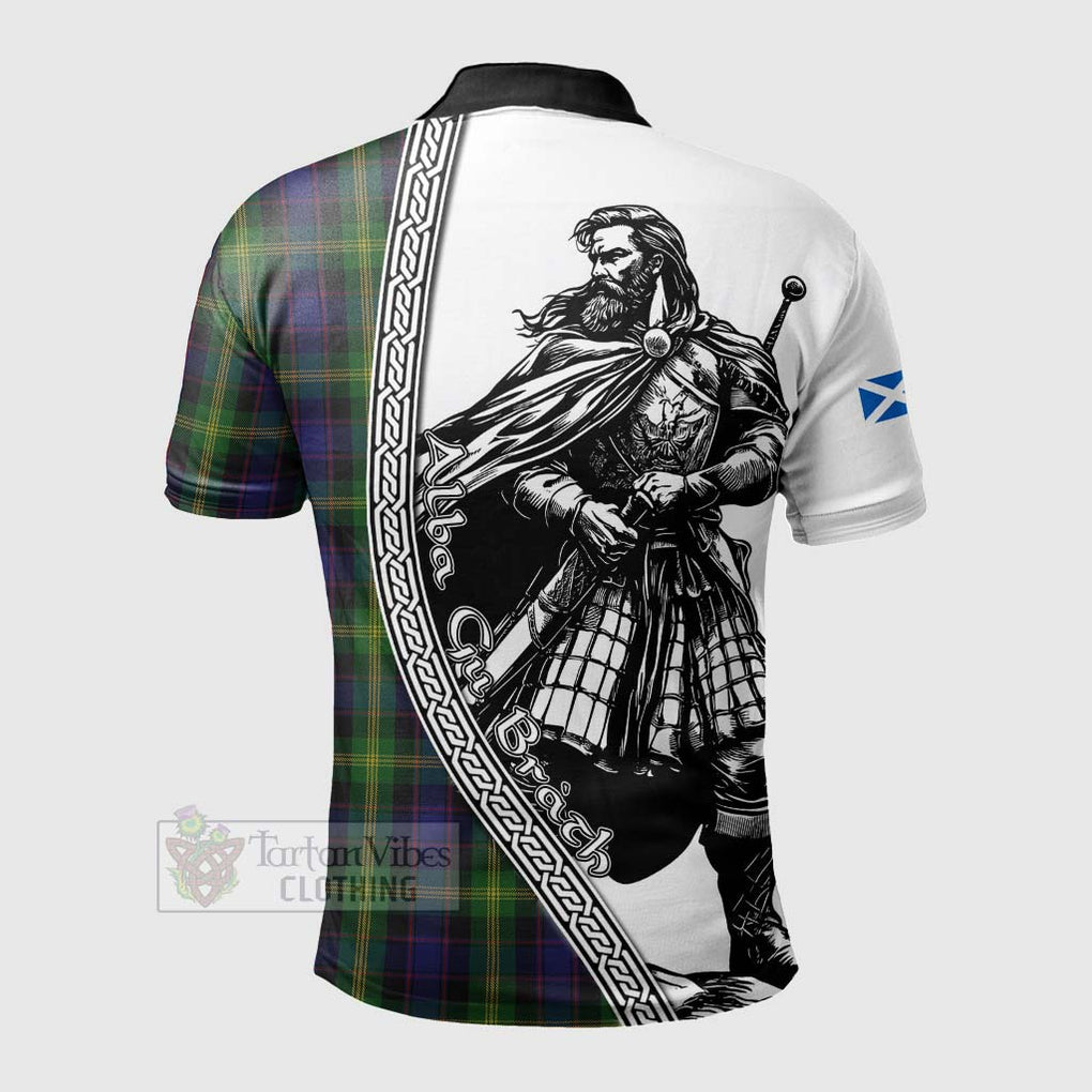 Watson Tartan Clan Crest Polo Shirt with Highlander Warrior Celtic Style - Tartan Vibes Clothing