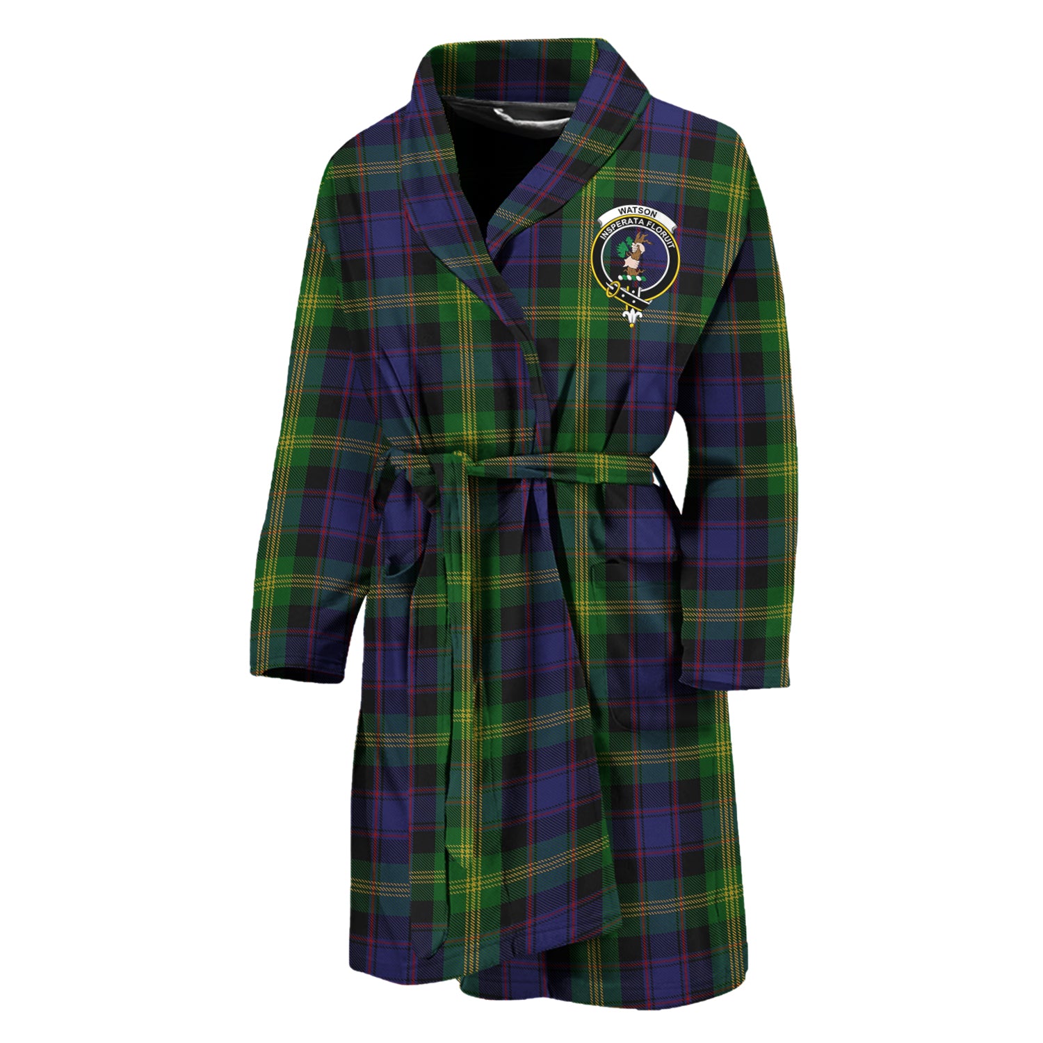 Watson Tartan Bathrobe with Family Crest Unisex M - Tartan Vibes Clothing