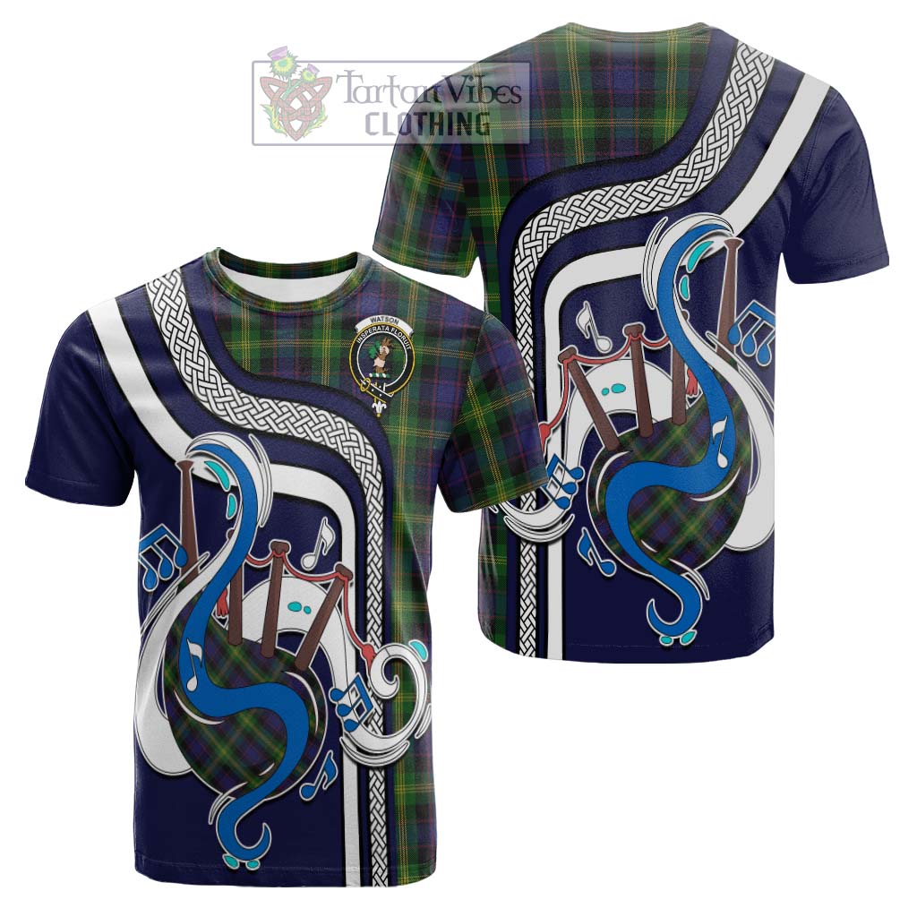 Tartan Vibes Clothing Watson Tartan Cotton T-shirt with Epic Bagpipe Style