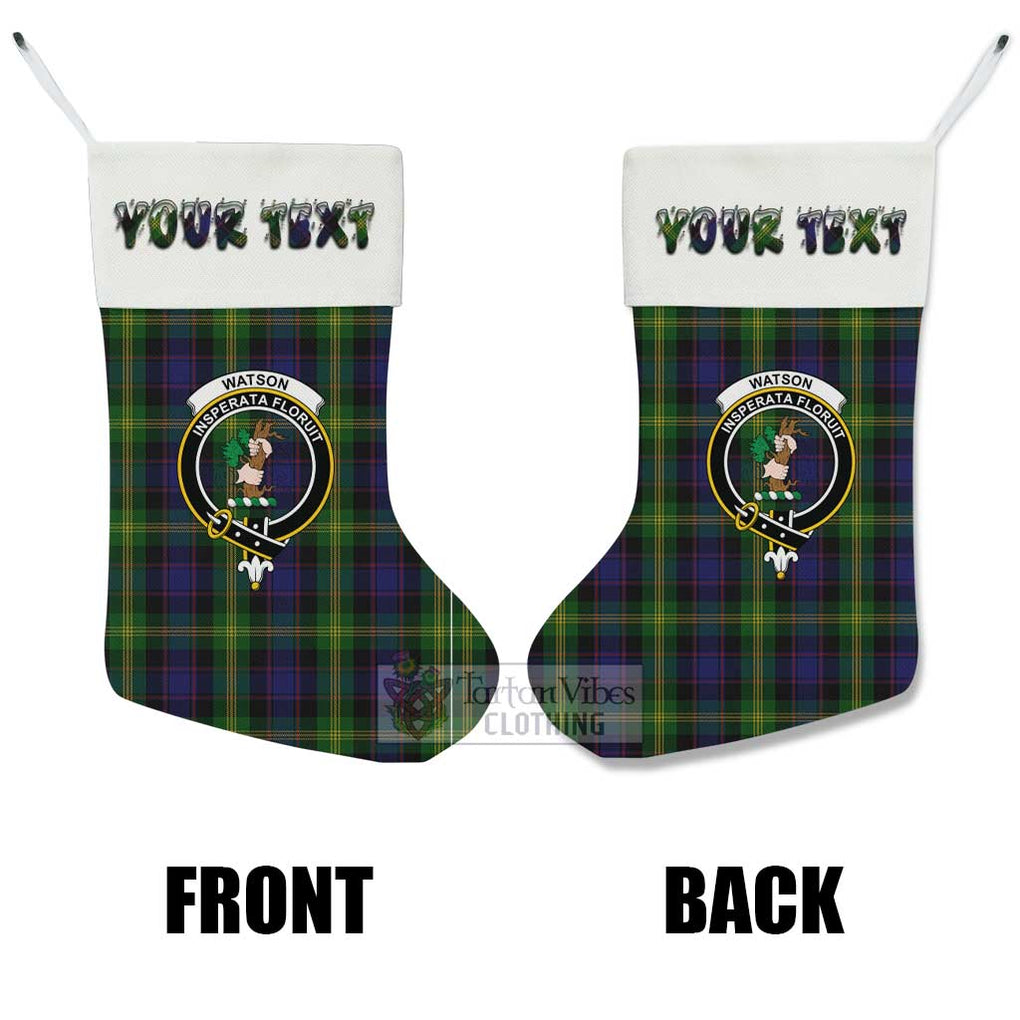 Tartan Vibes Clothing Watson Tartan Family Crest Christmas Stocking with Personalized Text