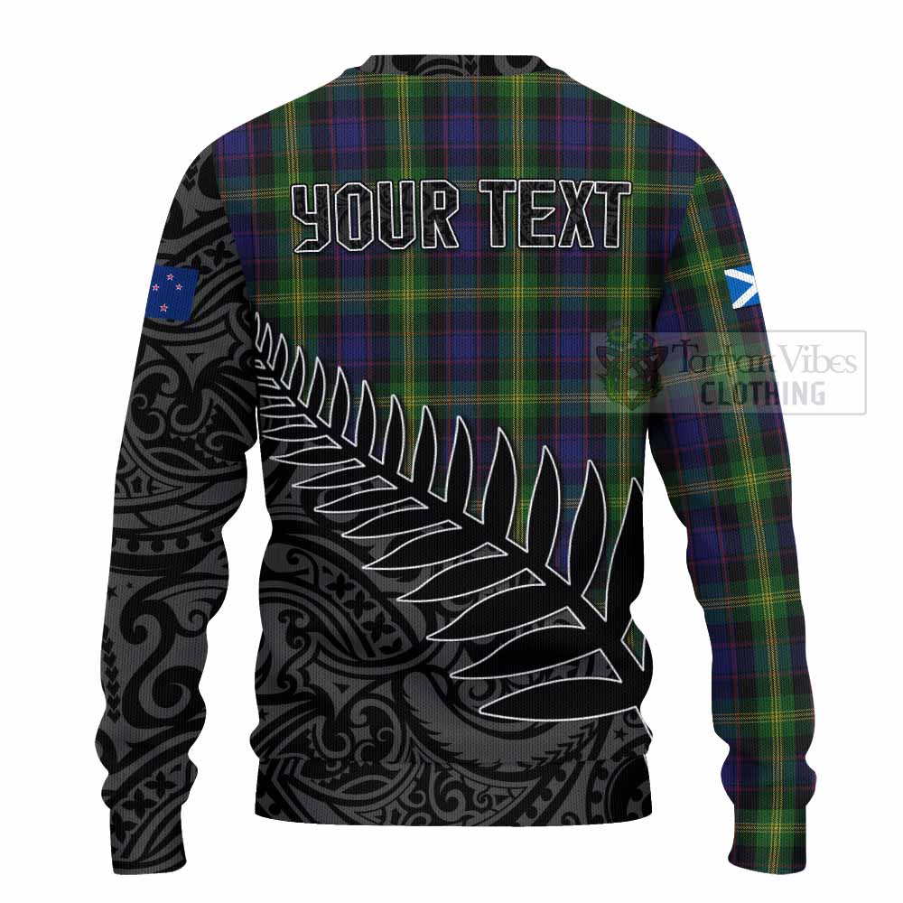 Tartan Vibes Clothing Watson Crest Tartan Knitted Sweater with New Zealand Silver Fern Half Style