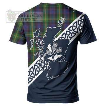 Watson Tartan T-Shirt Featuring Thistle and Scotland Map