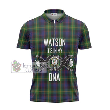 Watson Tartan Zipper Polo Shirt with Family Crest DNA In Me Style