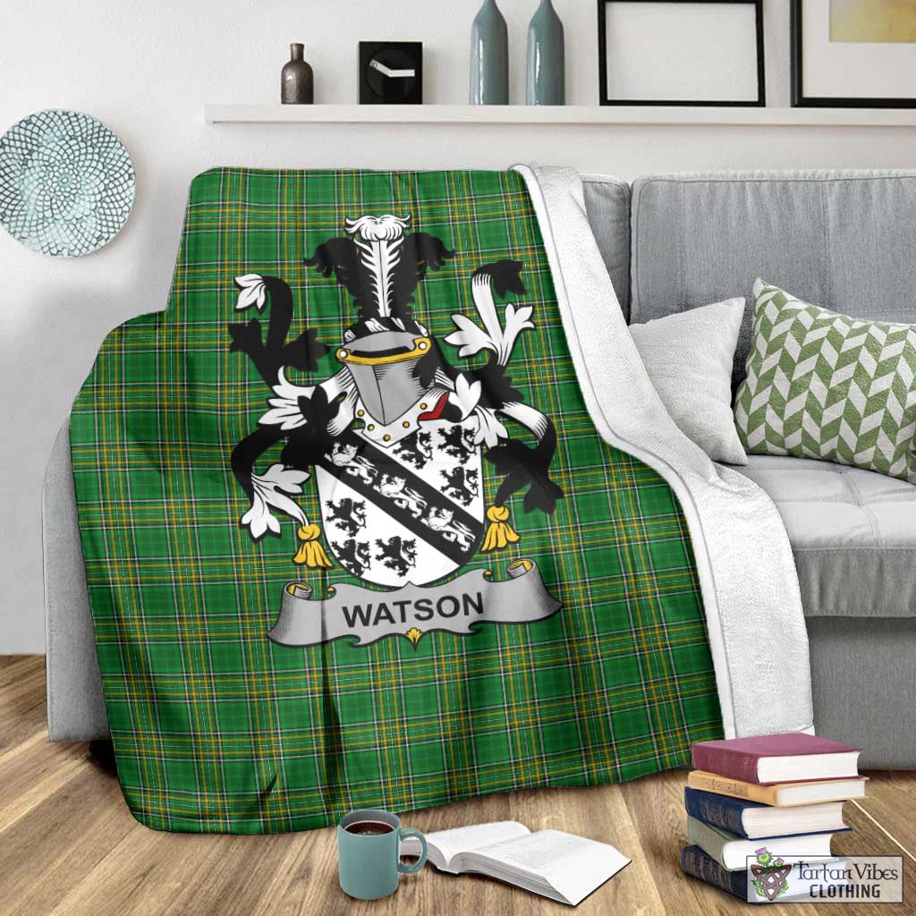 Tartan Vibes Clothing Watson Irish Clan Tartan Blanket with Coat of Arms