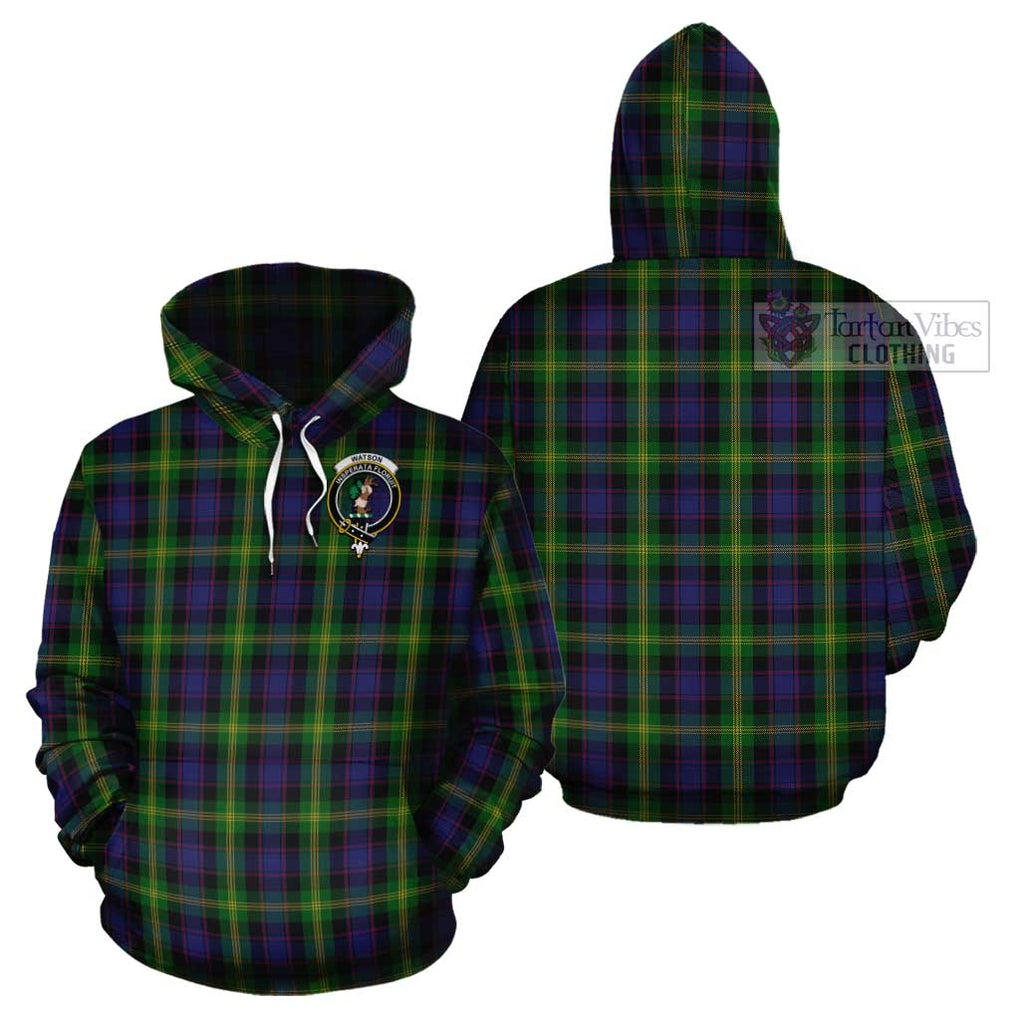 Watson Tartan Cotton Hoodie with Family Crest Pullover Hoodie - Tartan Vibes Clothing