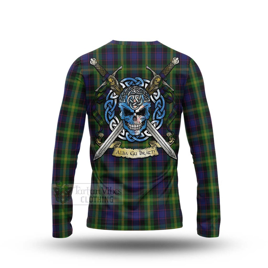 Tartan Vibes Clothing Watson Tartan Long Sleeve T-Shirt with Family Crest Celtic Skull Style