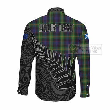 Watson Crest Tartan Long Sleeve Button Shirt with New Zealand Silver Fern Half Style