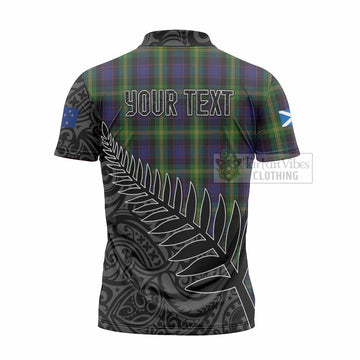 Watson Crest Tartan Zipper Polo Shirt with New Zealand Silver Fern Half Style