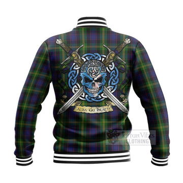 Watson Tartan Baseball Jacket with Family Crest Celtic Skull Style