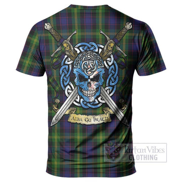 Watson Tartan T-Shirt with Family Crest Celtic Skull Style