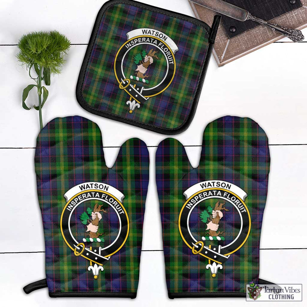 Watson Tartan Combo Oven Mitt & Pot-Holder with Family Crest Black - Tartan Vibes Clothing