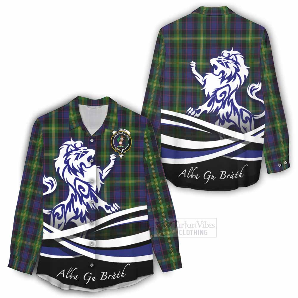 Tartan Vibes Clothing Watson Tartan Women's Casual Shirt with Alba Gu Brath Regal Lion Emblem