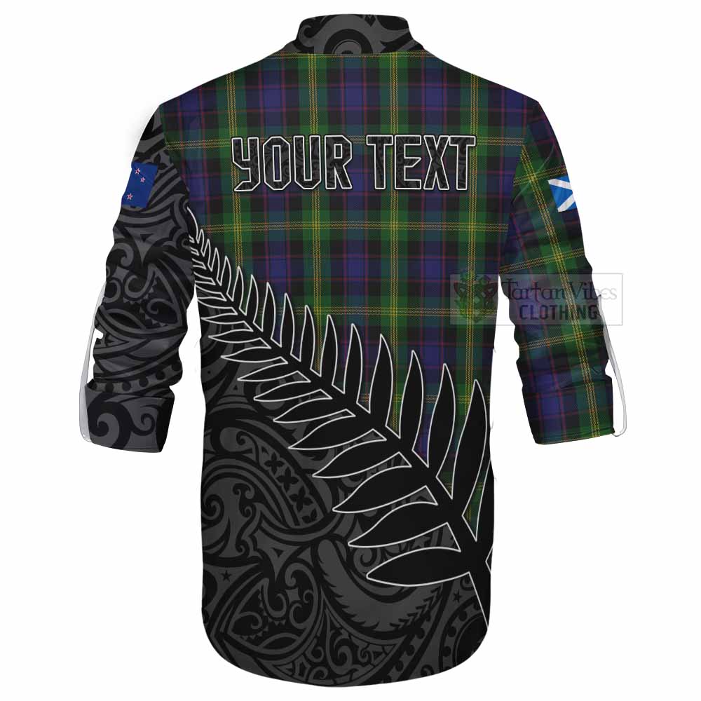 Tartan Vibes Clothing Watson Crest Tartan Ghillie Kilt Shirt with New Zealand Silver Fern Half Style