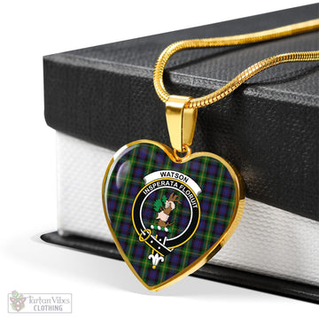 Watson Tartan Heart Necklace with Family Crest