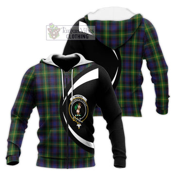 Watson Tartan Knitted Hoodie with Family Crest Circle Style