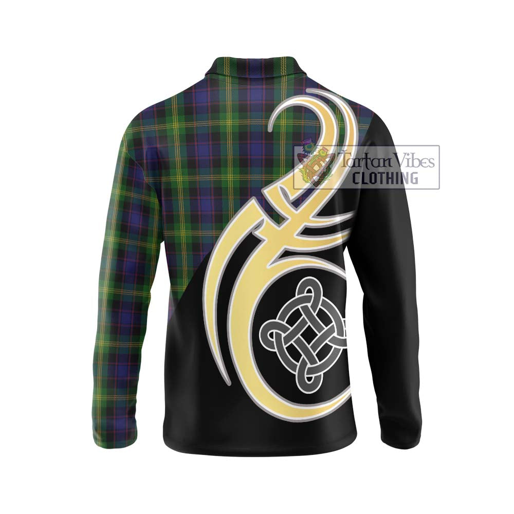 Watson Tartan Long Sleeve Polo Shirt with Family Crest and Celtic Symbol Style - Tartan Vibes Clothing