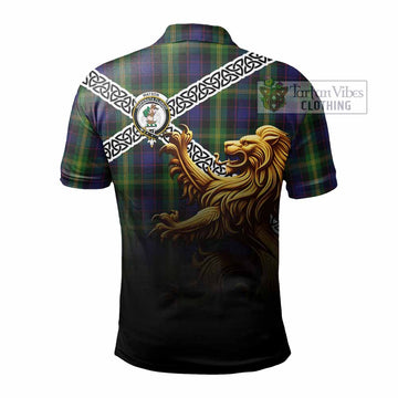 Watson Crest Tartan Polo Shirt with Golden Lion Emblem Celtic Style - Tartan Vibes Clothing