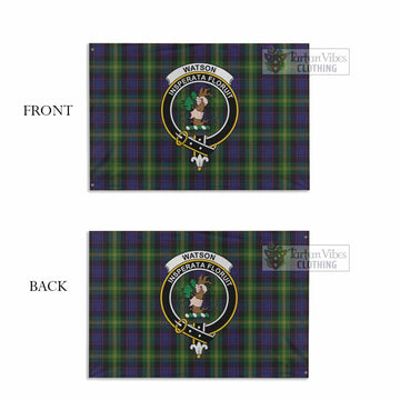 Watson Tartan House Flag with Family Crest