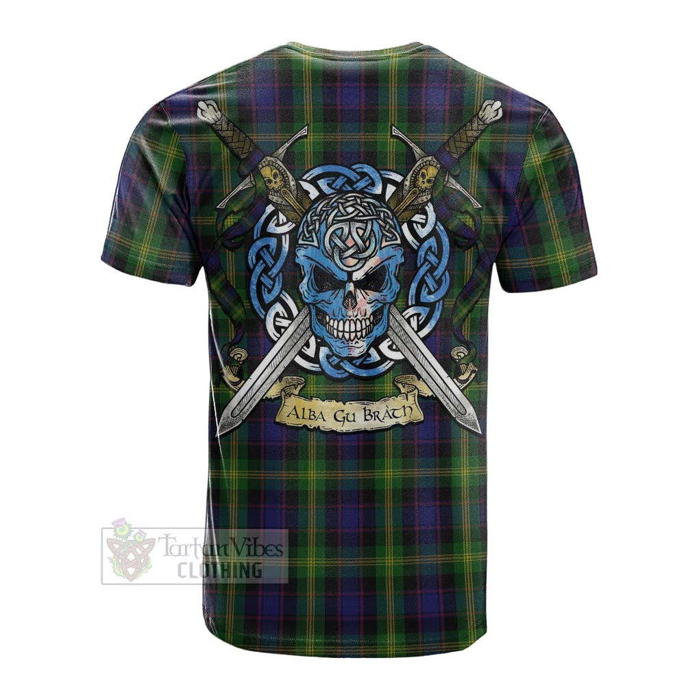 Tartan Vibes Clothing Watson Tartan Cotton T-shirt with Family Crest Celtic Skull Style