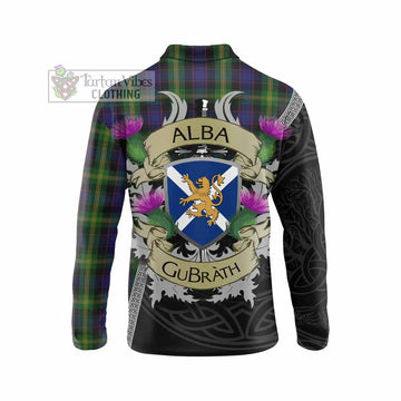 Watson Tartan Family Crest Long Sleeve Polo Shirt Lion Rampant Royal Thistle Shield Celtic Inspired - Tartan Vibes Clothing