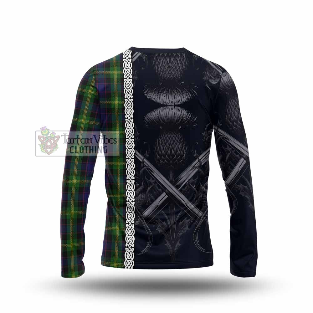 Tartan Vibes Clothing Watson Tartan Long Sleeve T-Shirt with Family Crest Cross Sword Thistle Celtic Vibes