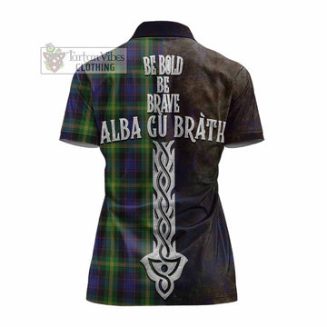 Watson Tartan Family Crest Women's Polo Shirt Alba Gu Brath Be Brave Lion Ancient Style - Tartan Vibes Clothing