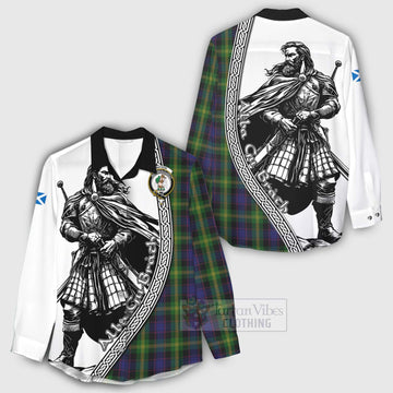 Watson Tartan Clan Crest Women's Casual Shirt with Highlander Warrior Celtic Style