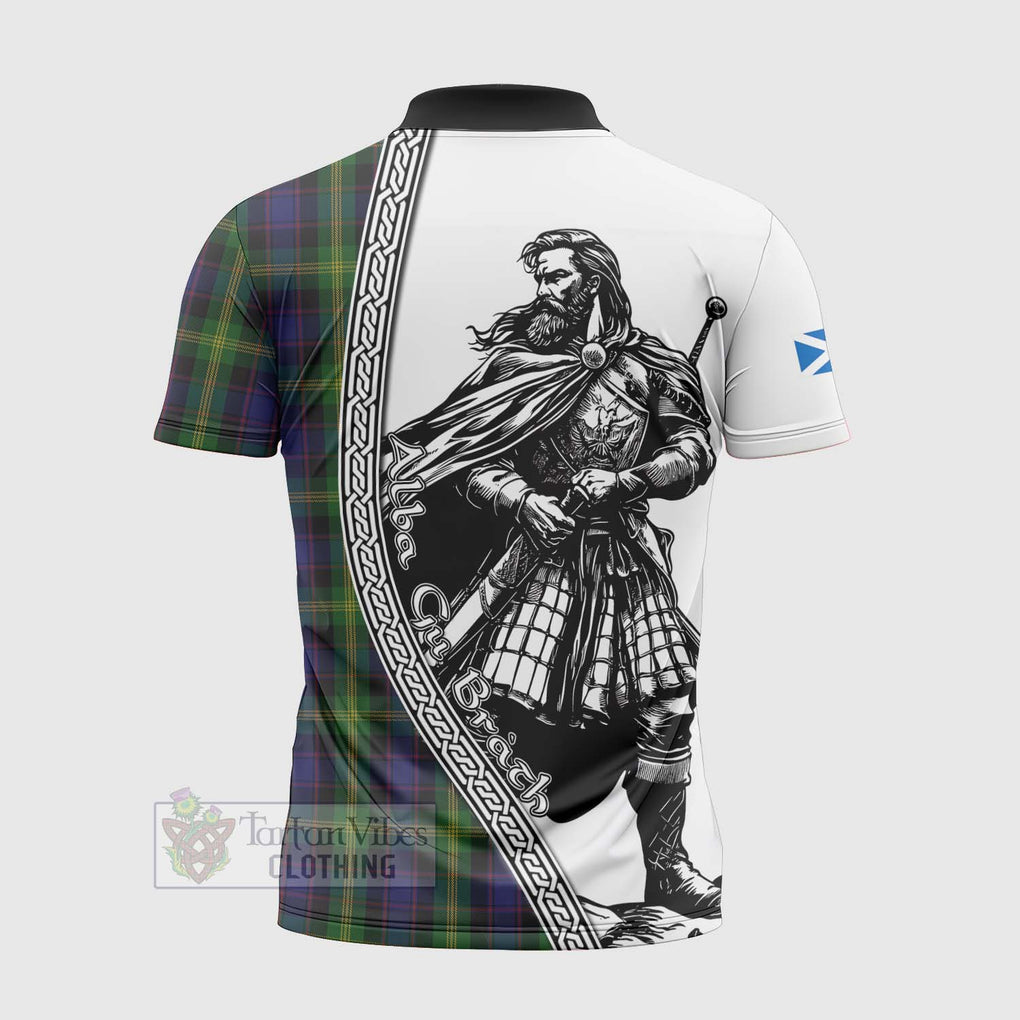 Tartan Vibes Clothing Watson Tartan Clan Crest Zipper Polo Shirt with Highlander Warrior Celtic Style