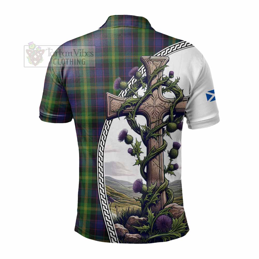 Tartan Vibes Clothing Watson Tartan Polo Shirt with Family Crest and St. Andrew's Cross Accented by Thistle Vines