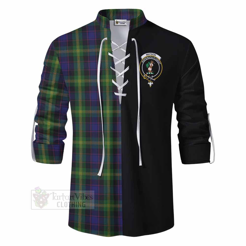 Tartan Vibes Clothing Watson Tartan Ghillie Kilt Shirt with Family Crest and Half Of Me Style