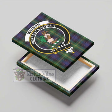 Watson Tartan Canvas Print Wall Art with Family Crest