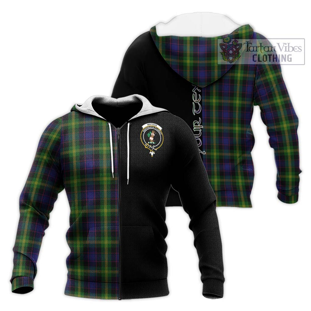 Watson Tartan Knitted Hoodie with Family Crest and Half Of Me Style Unisex Knitted Zip Hoodie - Tartanvibesclothing Shop