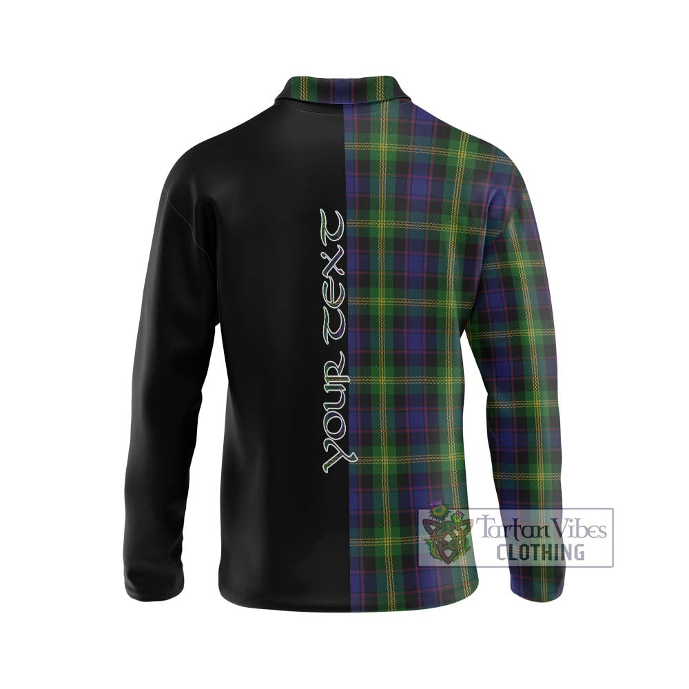 Watson Tartan Long Sleeve Polo Shirt with Family Crest and Half Of Me Style - Tartanvibesclothing Shop