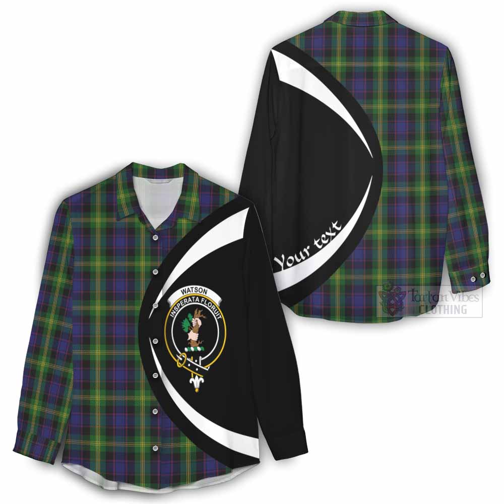 Tartan Vibes Clothing Watson Tartan Women's Casual Shirt with Family Crest Circle Style