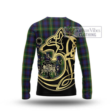 Watson Tartan Long Sleeve T-Shirt with Family Crest Celtic Wolf Style