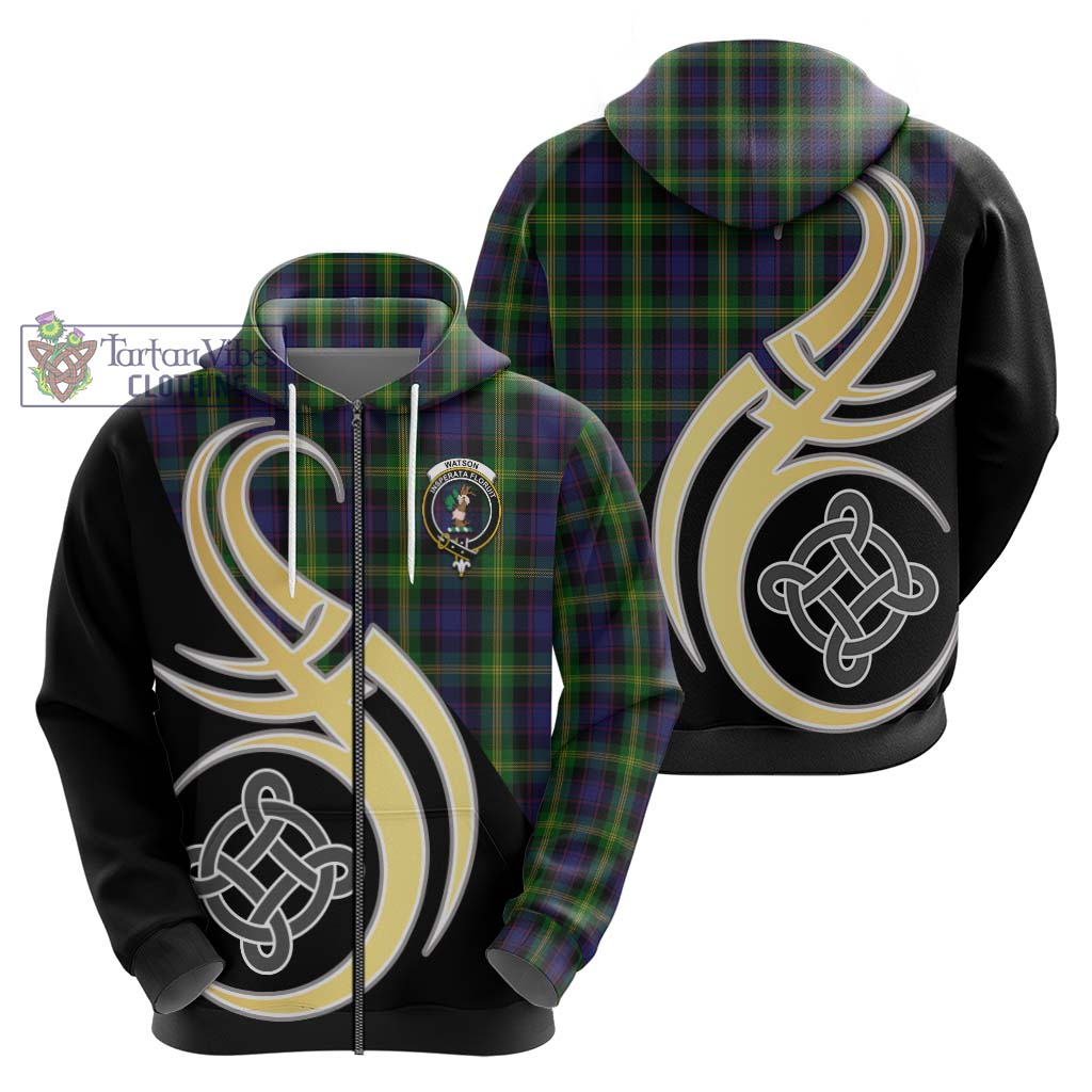 Watson Tartan Hoodie with Family Crest and Celtic Symbol Style - Tartan Vibes Clothing