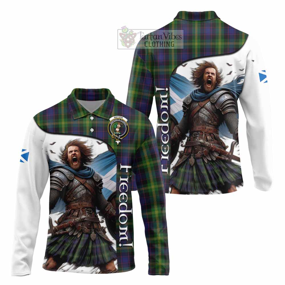 Tartan Vibes Clothing Watson Crest Tartan Long Sleeve Polo Shirt Inspired by the Freedom of Scottish Warrior