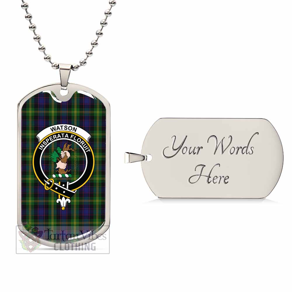 Tartan Vibes Clothing Watson Tartan Dog Tag Necklace with Family Crest