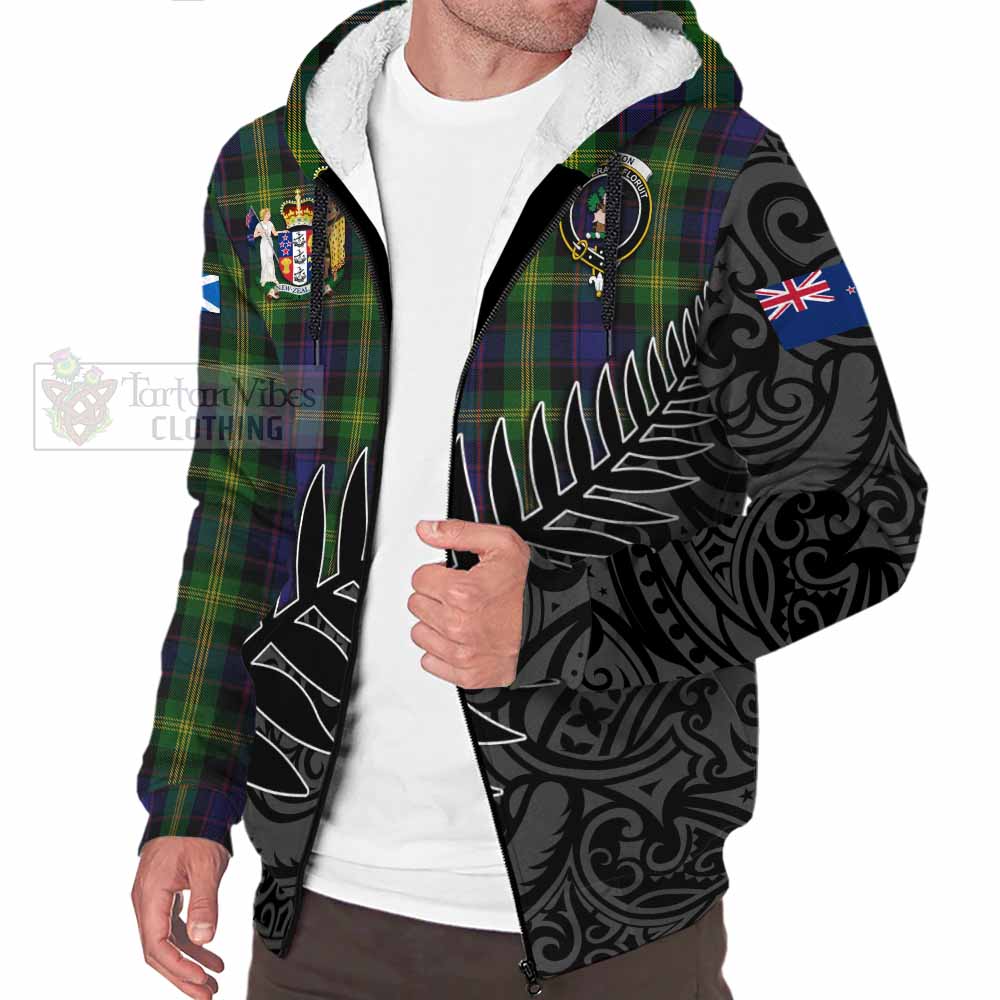 Tartan Vibes Clothing Watson Crest Tartan Sherpa Hoodie with New Zealand Silver Fern Half Style