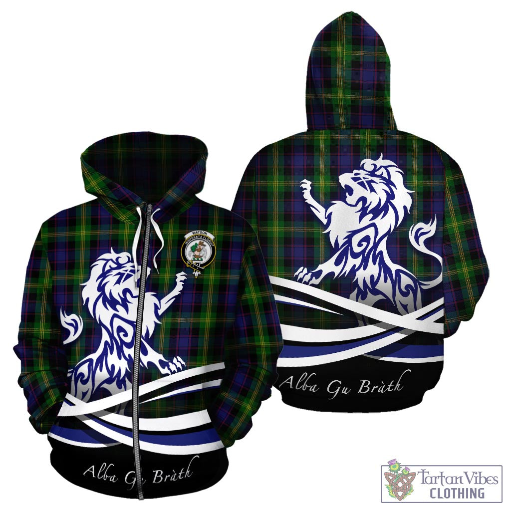 Watson Tartan Hoodie with Alba Gu Brath Regal Lion Emblem - Tartan Vibes Clothing