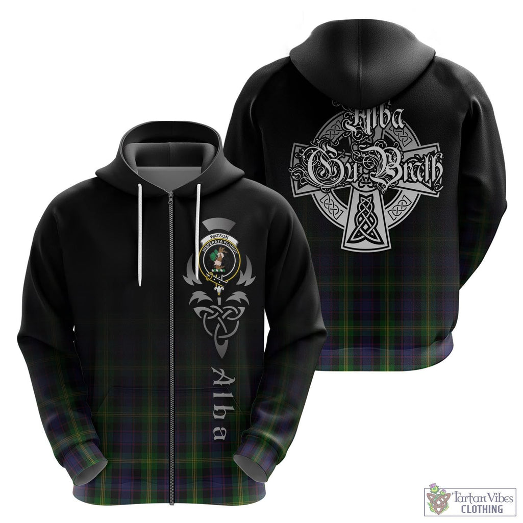 Tartan Vibes Clothing Watson Tartan Hoodie Featuring Alba Gu Brath Family Crest Celtic Inspired