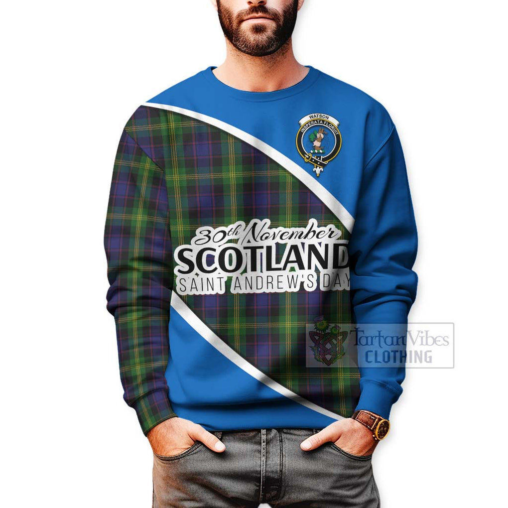 Tartan Vibes Clothing Watson Family Crest Tartan Sweatshirt Celebrate Saint Andrew's Day in Style