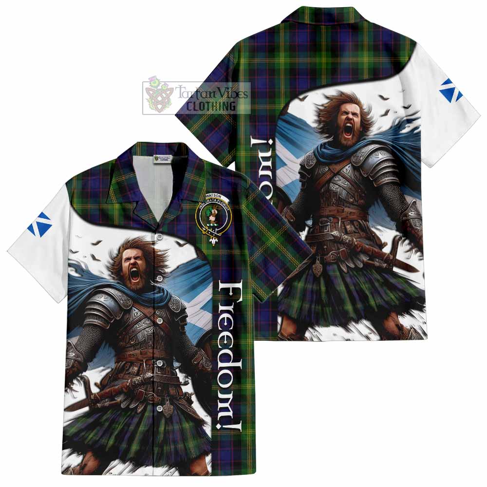 Tartan Vibes Clothing Watson Crest Tartan Short Sleeve Button Shirt Inspired by the Freedom of Scottish Warrior