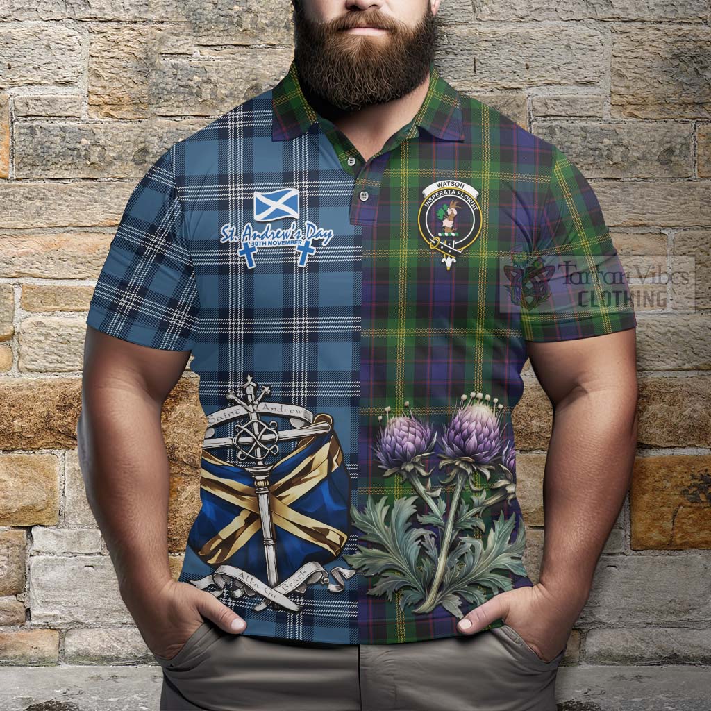 Tartan Vibes Clothing Watson Tartan Polo Shirt Happy St. Andrew's Day Half Tartan Style