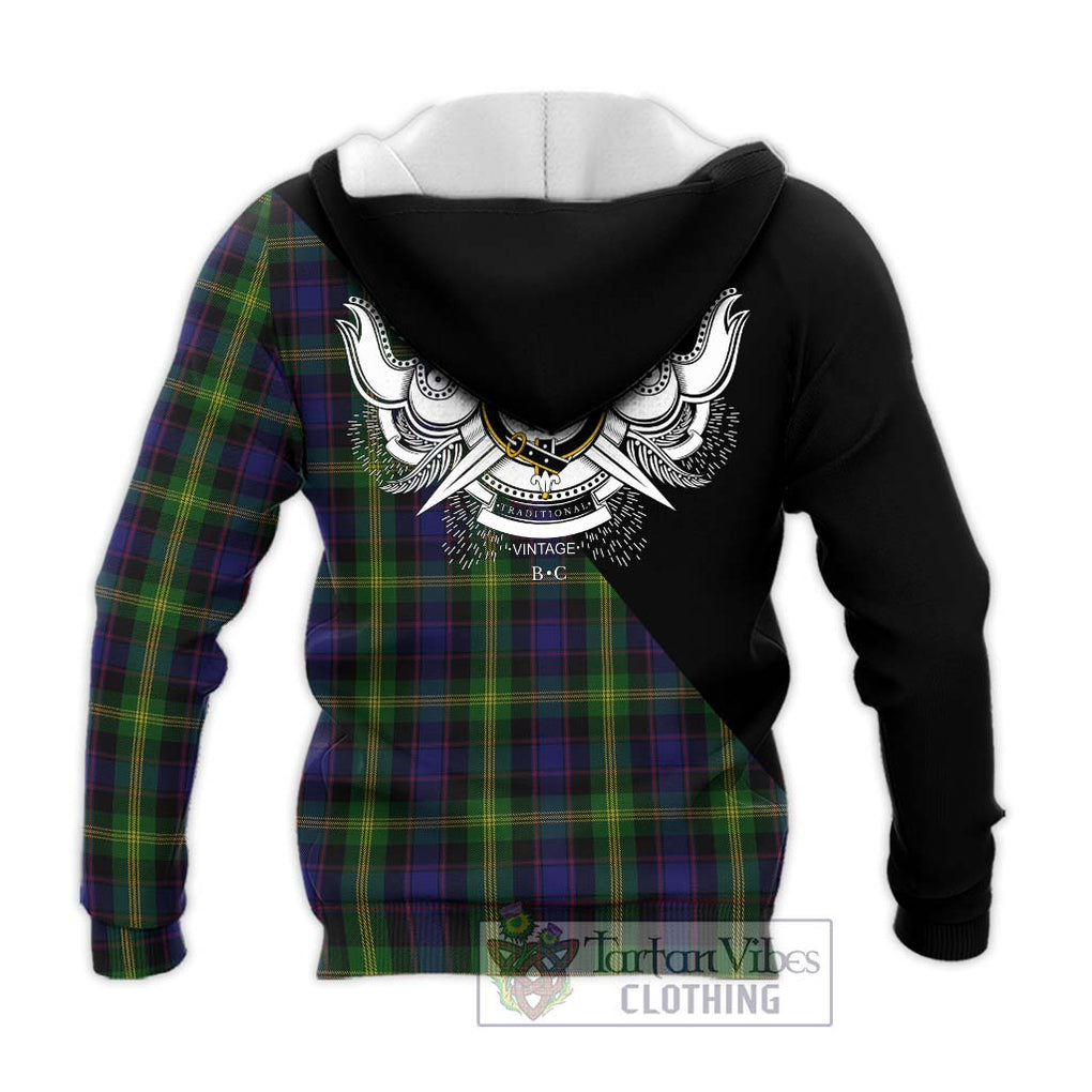 Watson Tartan Knitted Hoodie with Family Crest and Military Logo Style - Tartanvibesclothing Shop